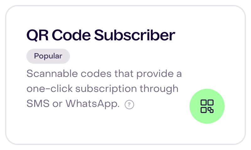 QR Code Subscriber in a fictional account.