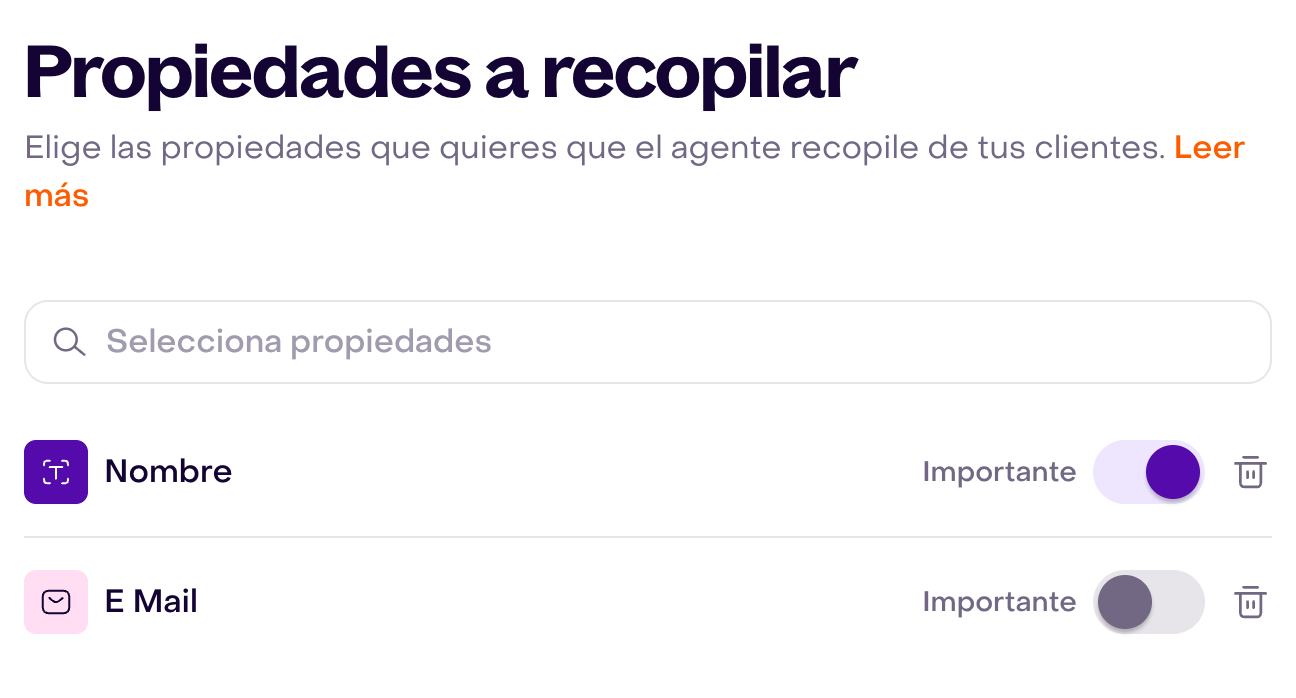 Nombre importante y correo opcional sin recopilar
